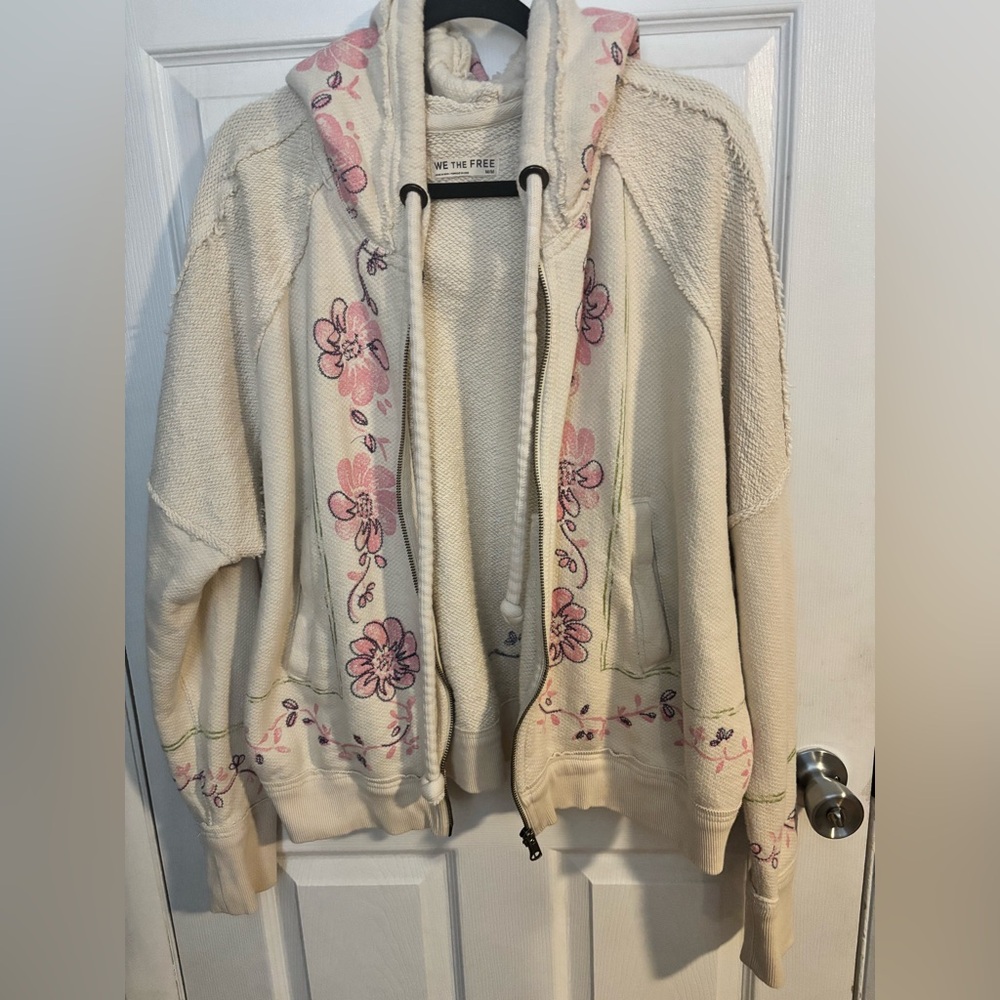 We The Free Cream up the vine zip up hoodie